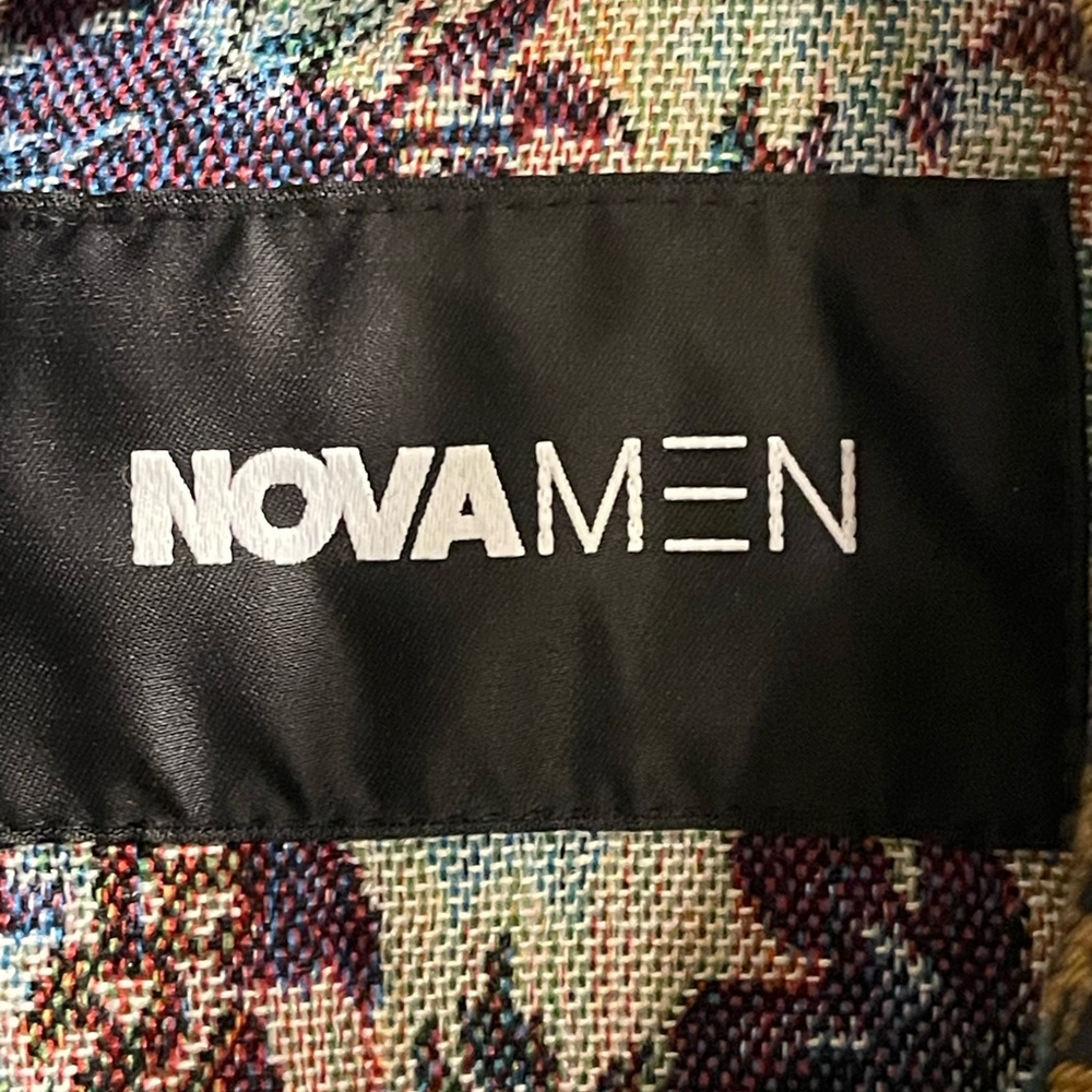 🏷️ BNWT Nova Men Tapestry Trucker Jacket Black Floral Brocade Snap Buttons Sz L - Picture 11 of 12